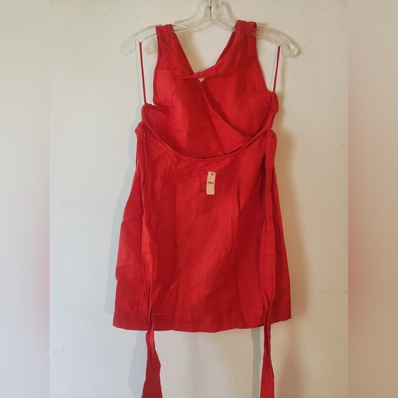Free People Red Linen Dress L - Picture 2 of 4